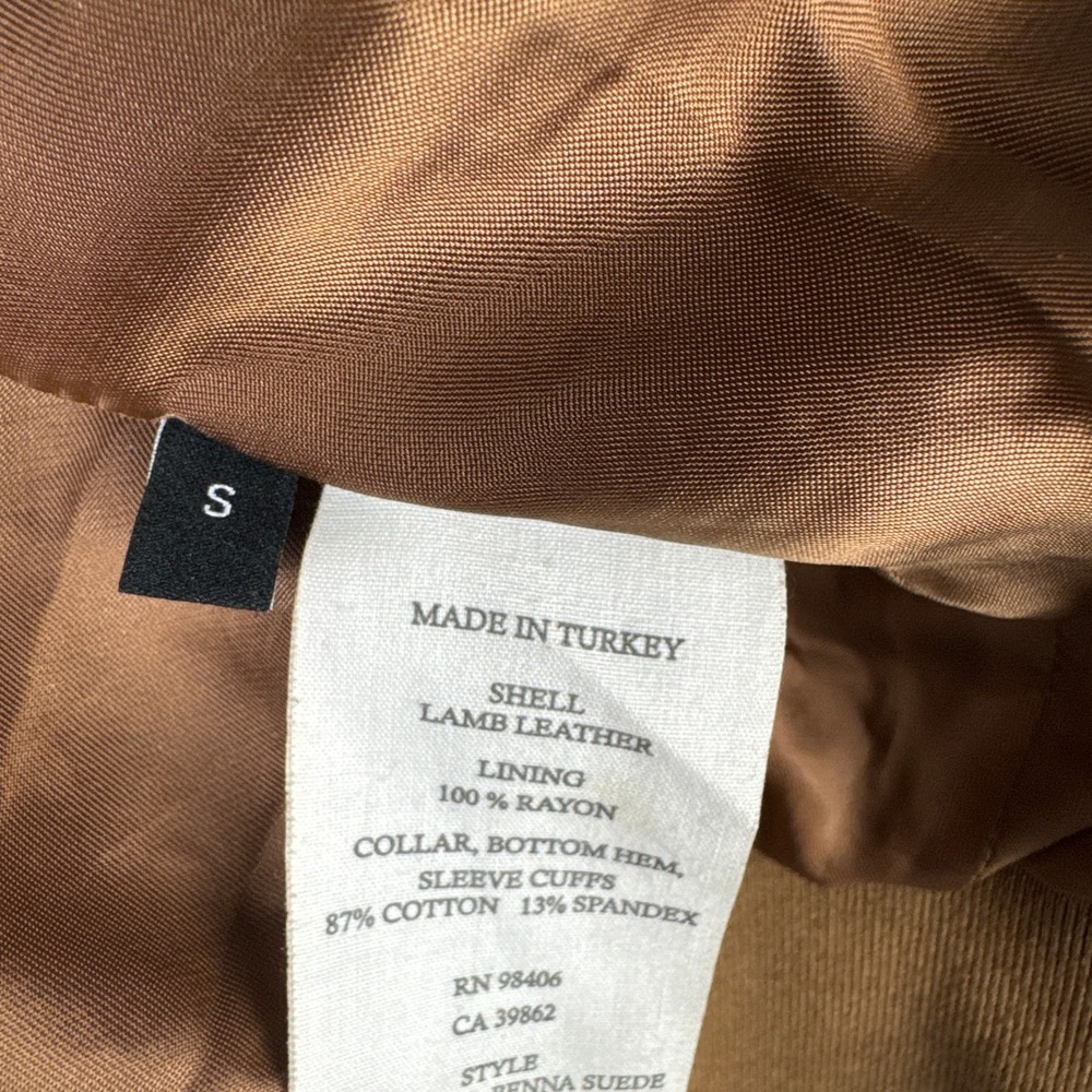 Theory Renna Suede Lamb Leather Bomber Jacket Brown Small Full Zip Pocket - Picture 7 of 9